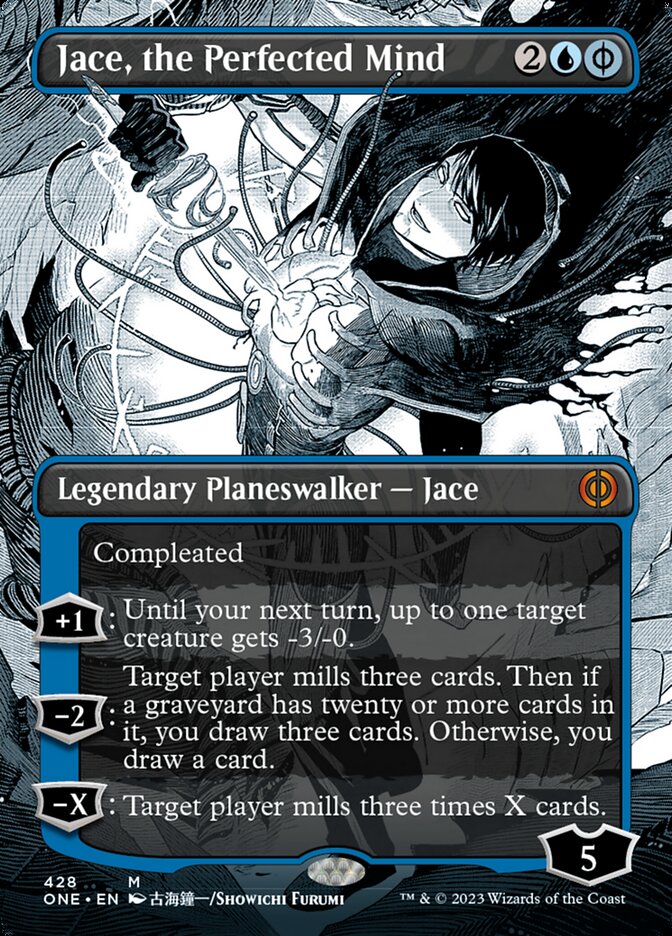 Jace, the Perfected Mind (Borderless Manga Step-and-Compleat Foil) [Phyrexia: All Will Be One] | KingTCG.ca