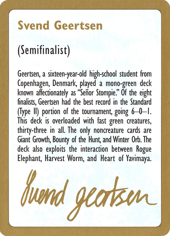 Svend Geertsen Bio [World Championship Decks 1997] | KingTCG.ca