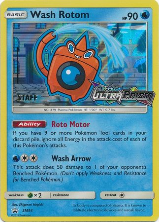 Wash Rotom (Staff Prerelease Promo) (SM94) [Sun & Moon: Black Star Promos] | KingTCG.ca