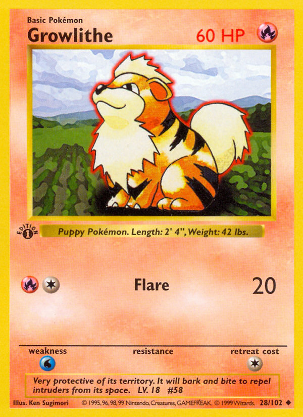 Growlithe (28/102) [Base Set 1st Edition] | KingTCG.ca