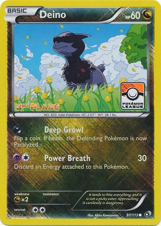 Deino (97/113) (League Promo 3rd Place) [Black & White: Legendary Treasures] | KingTCG.ca