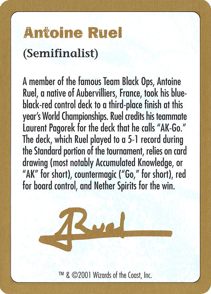 Antoine Ruel Bio [World Championship Decks 2001] | KingTCG.ca