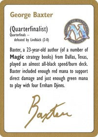 1996 George Baxter Biography Card [World Championship Decks] | KingTCG.ca