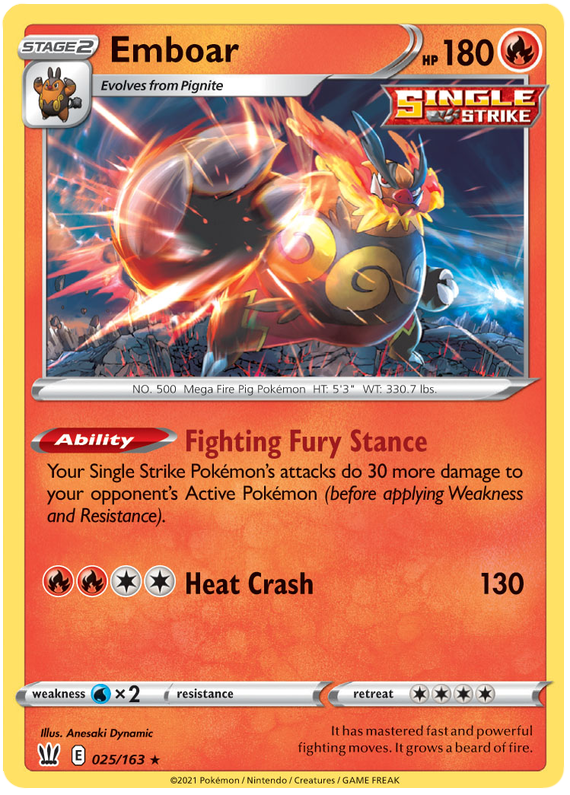 Emboar (025/163) [Sword & Shield: Battle Styles] | KingTCG.ca