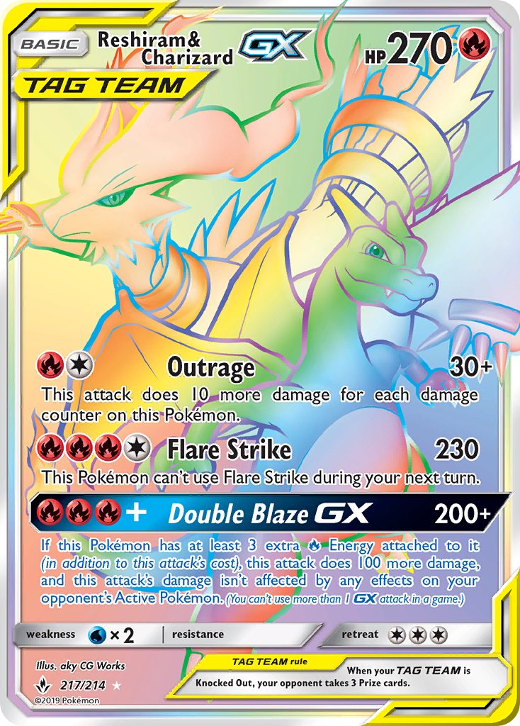 Reshiram & Charizard GX (217/214) [Sun & Moon: Unbroken Bonds] | KingTCG.ca