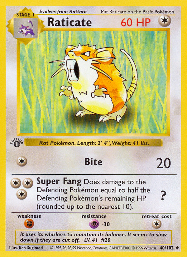 Raticate (40/102) [Base Set 1st Edition] | KingTCG.ca