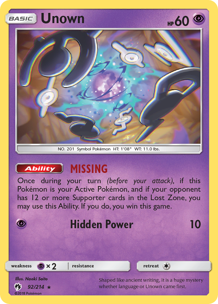 Unown (92/214) [Sun & Moon: Lost Thunder] | KingTCG.ca