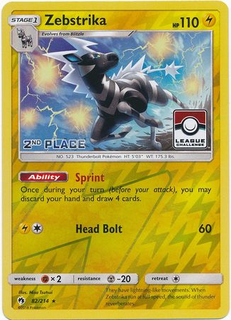 Zebstrika (82/214) (League Promo 2nd Place) [Sun & Moon: Lost Thunder] | KingTCG.ca