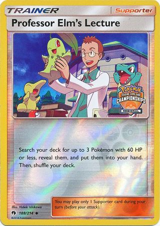 Professor Elm's Lecture (188/214) (Regional Championship Promo) [Sun & Moon: Lost Thunder] | KingTCG.ca