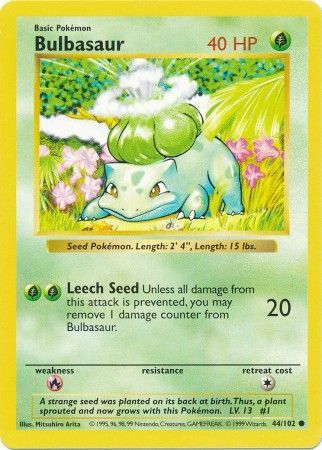 Bulbasaur (44/102) [Base Set (Shadowless)] | KingTCG.ca