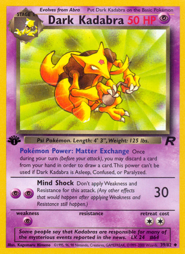 Dark Kadabra (39/82) [Team Rocket 1st Edition] | KingTCG.ca