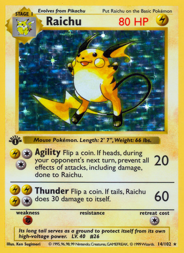 Raichu (14/102) [Base Set 1st Edition] | KingTCG.ca