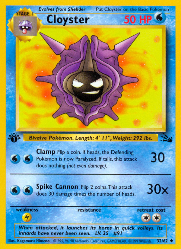 Cloyster (32/62) [Fossil 1st Edition] | KingTCG.ca