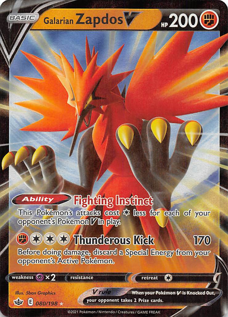 Galarian Zapdos V (080/198) [Sword & Shield: Chilling Reign] | KingTCG.ca