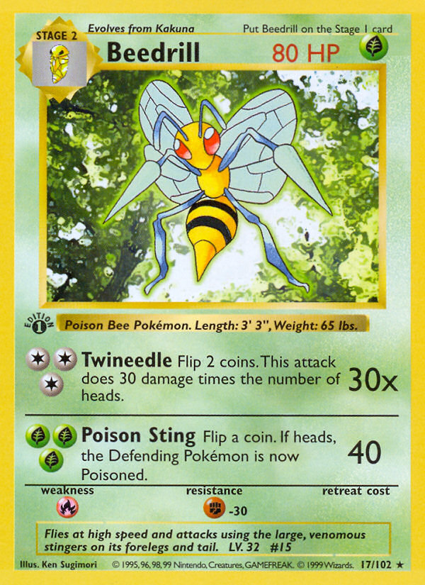 Beedrill (17/102) [Base Set 1st Edition] | KingTCG.ca