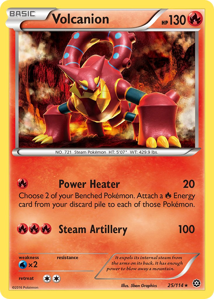 Volcanion (25/114) (Cracked Ice Holo) (Theme Deck Exclusive) [XY: Steam Siege] | KingTCG.ca