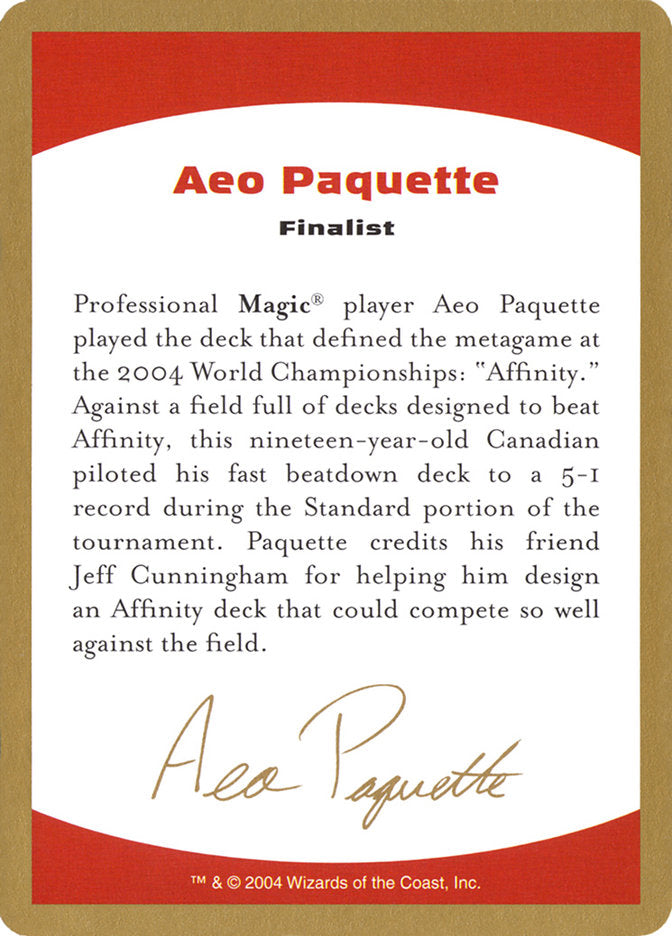 Aeo Paquette Bio [World Championship Decks 2004] | KingTCG.ca