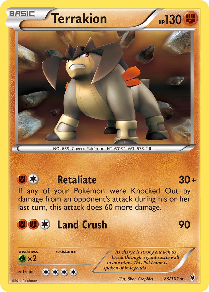 Terrakion (73/101) (Cosmos Holo) (Blister Exclusive) [Black & White: Noble Victories] | KingTCG.ca