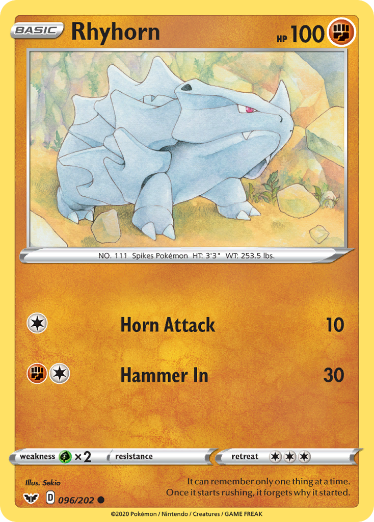 Rhyhorn (96/202) [Sword & Shield: Base Set] | KingTCG.ca