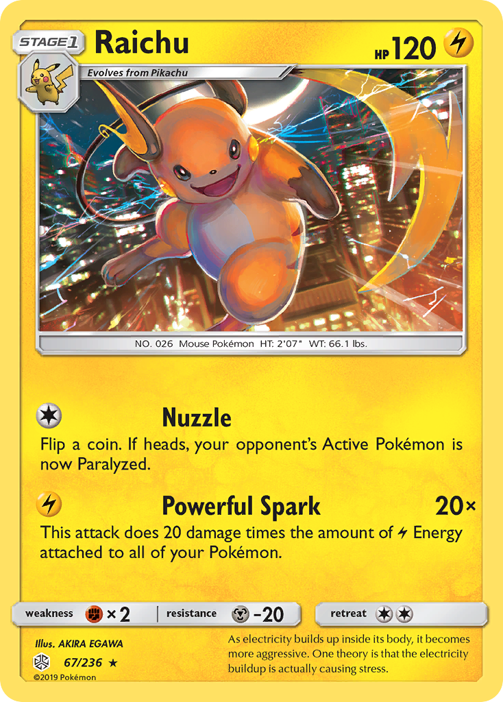 Raichu (67/236) [Sun & Moon: Cosmic Eclipse] | KingTCG.ca