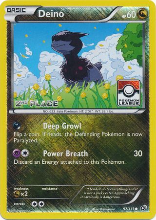 Deino (97/113) (League Promo 2nd Place) [Black & White: Legendary Treasures] | KingTCG.ca