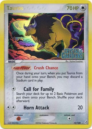 Tauros (12/100) (Stamped) [EX: Crystal Guardians] | KingTCG.ca