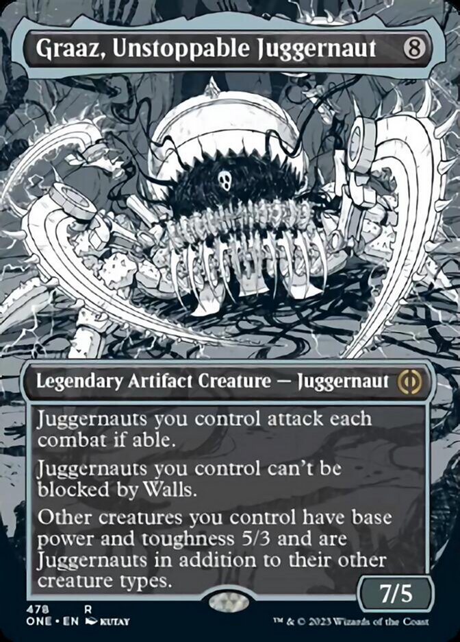 Graaz, Unstoppable Juggernaut (Borderless Manga Step-and-Compleat Foil) [Phyrexia: All Will Be One] | KingTCG.ca