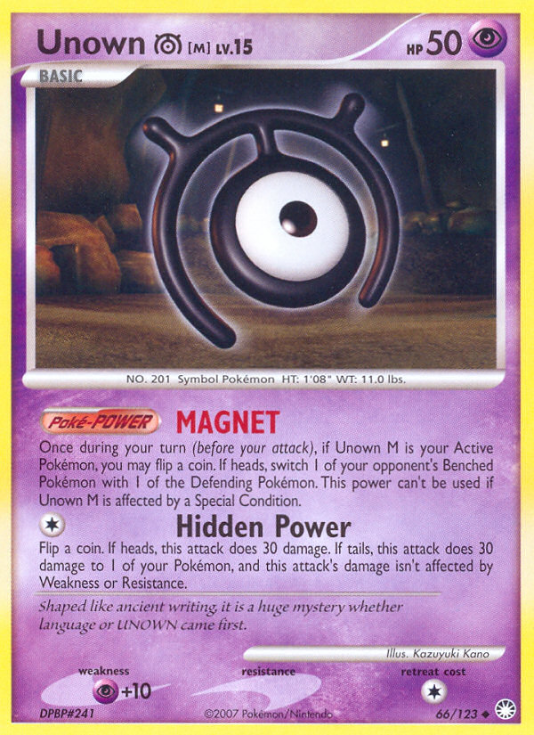 Unown M (66/123) [Diamond & Pearl: Mysterious Treasures] | KingTCG.ca