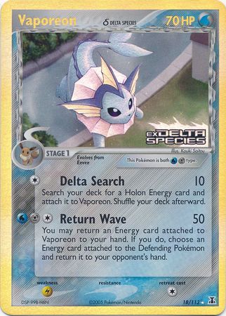 Vaporeon (18/113) (Delta Species) (Stamped) [EX: Delta Species] | KingTCG.ca