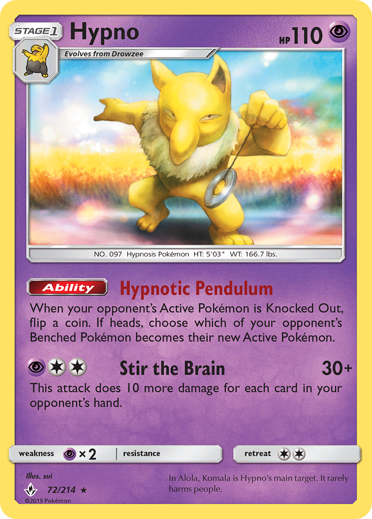 Hypno (72/214) [Sun & Moon: Unbroken Bonds] | KingTCG.ca