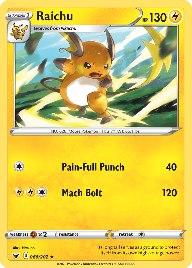 Raichu (66/202) [Sword & Shield: Base Set] | KingTCG.ca