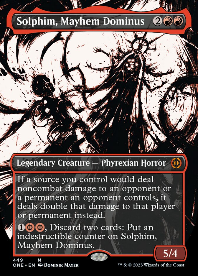 Solphim, Mayhem Dominus (Borderless Ichor Step-and-Compleat Foil) [Phyrexia: All Will Be One] | KingTCG.ca