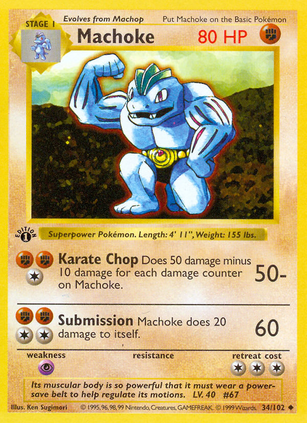 Machoke (34/102) [Base Set 1st Edition] | KingTCG.ca