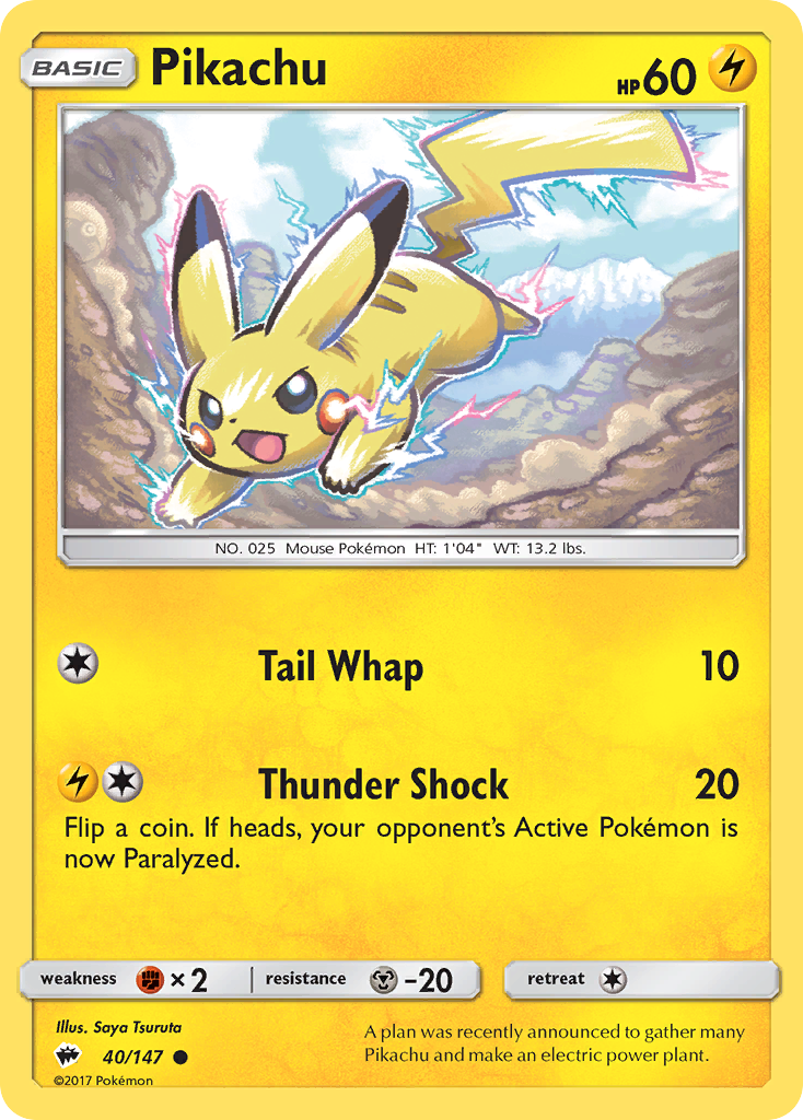 Pikachu (40/147) [Sun & Moon: Burning Shadows] | KingTCG.ca