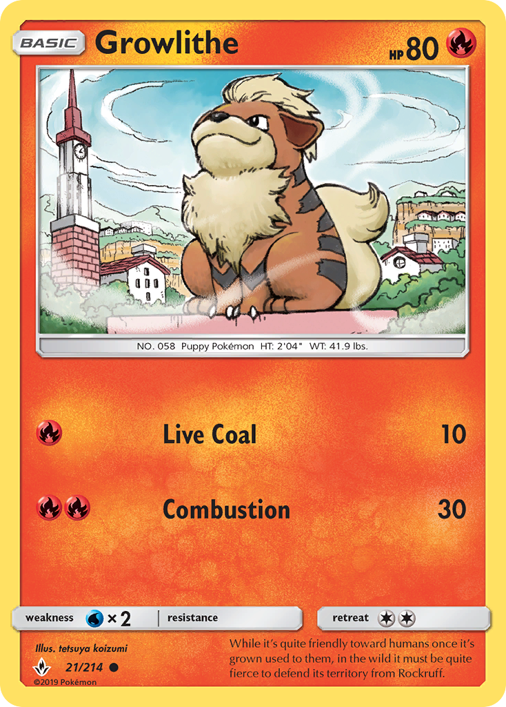 Growlithe (21/214) [Sun & Moon: Unbroken Bonds] | KingTCG.ca