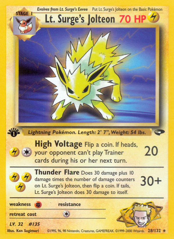 Lt. Surge's Jolteon (28/132) [Gym Challenge 1st Edition] | KingTCG.ca