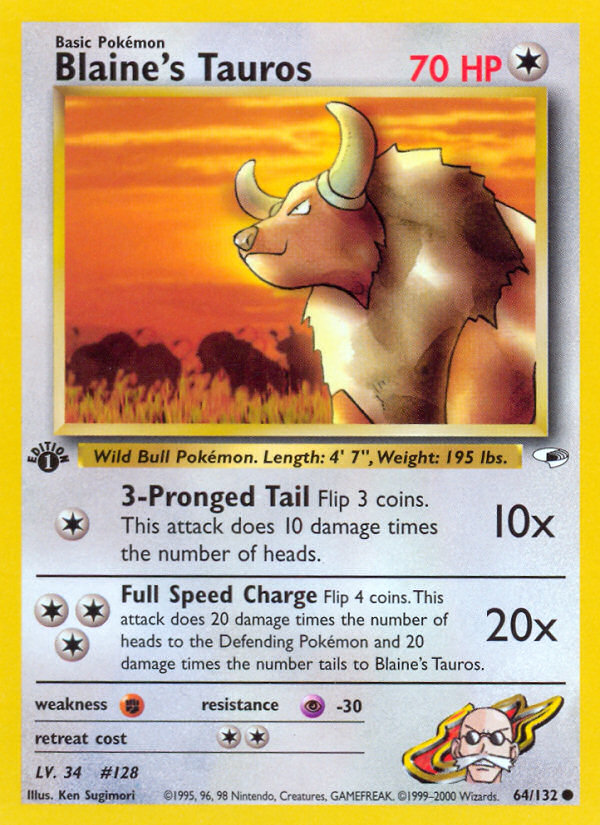 Blaine's Tauros (64/132) [Gym Heroes 1st Edition] | KingTCG.ca