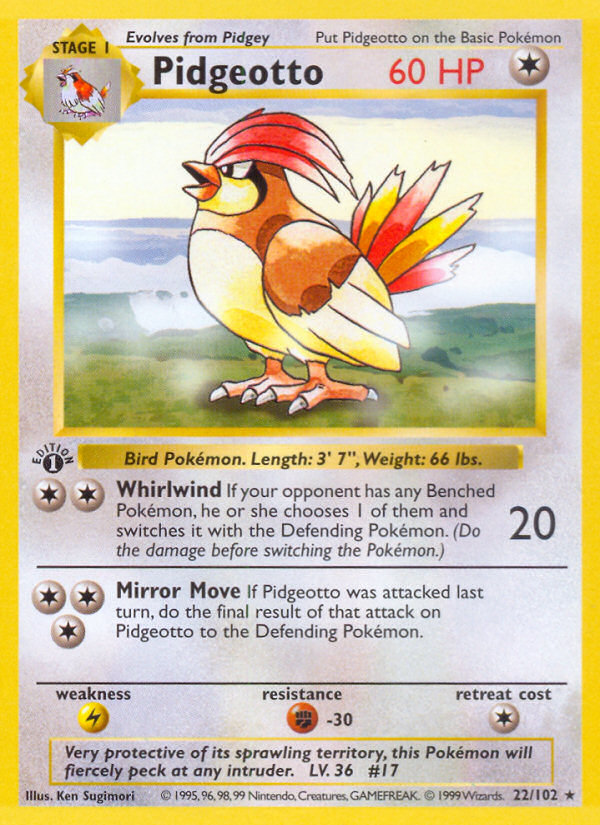 Pidgeotto (22/102) [Base Set 1st Edition] | KingTCG.ca